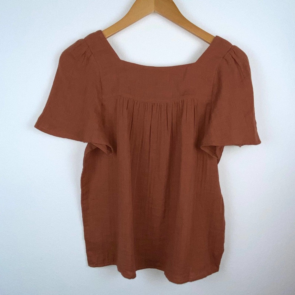 Xs Madewell Burnt Clay Rust Brown Patchwork Squar… - image 7